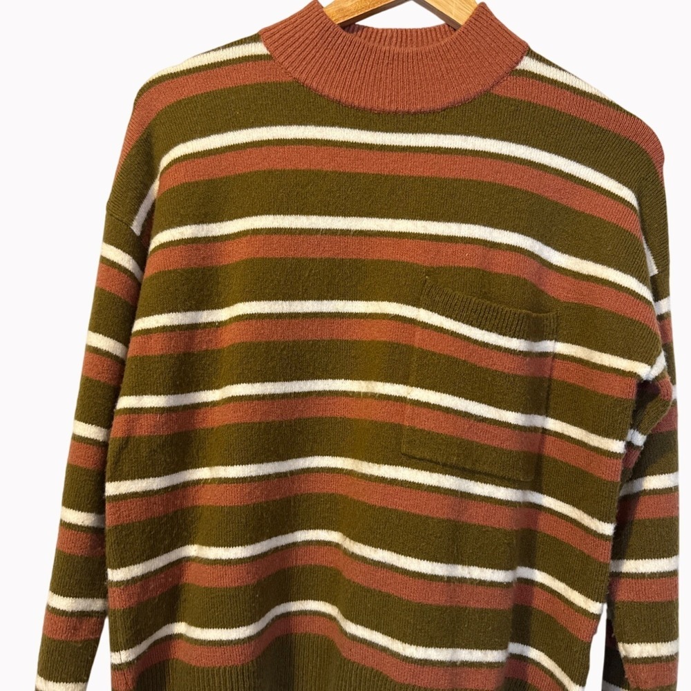 Madewell‎ Redmond Mockneck Pocket Sweater in Stripe S Wool Blend Fall Cozy - Picture 8 of 8